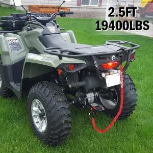 윈치 후크와 D-링 섀클이 있는 2.5피트 UTV ATV 회수 스트랩 1 9400LBS 합성 견인 로프 프리미엄 머딩