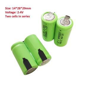 면도기 충전식 배터리 Ni-MH 2/3AA 2.4V 1000mAh 탭 포함