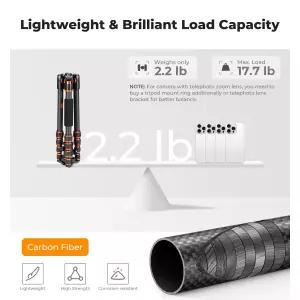 K F 컨셉 60인치 탄소 섬유 카메라 삼각대 360도 볼 헤드가 있는 초경량 컴팩트 여행 퀵 릴리스 플레이트