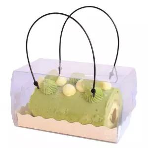 조각디저트선물상자 손잡이 선물 박스 케이스 투명 케이크 포장 상자 사각 스무스 롤케이크