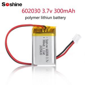 Soshine 602030 300mAh 리튬 충전식 배터리 3.7V 이온 폴리머 블루투스 헤드셋 스피커 모니터 셀프 타이머