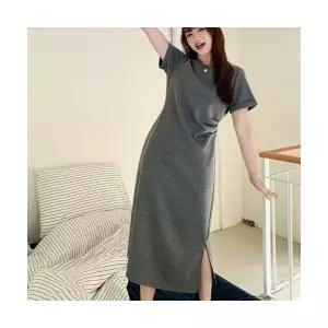 헐크 여성 여친 원피스 쉬폰 루스 슬립온 주름 허리라인 빅사이즈 트임 A라인 스커트 KKE5