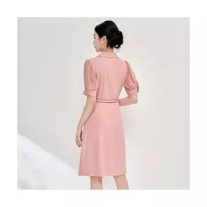 헐크 여성 여친 원피스 쉬폰 프린트 배색허리조임 더블 KKE5