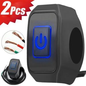 LED 디스플레이 램프가있는 방수 바이크 오토바이 스위치 수정 된 버튼 핸들 바 마운트 모토 헤드 라이트 O