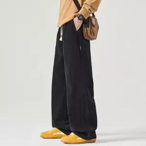 바지 남성 캐주얼 빅사이즈 와이드 순면 일자 춘추 OP3