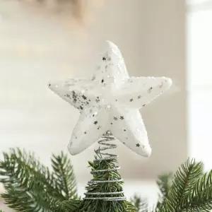 [마이모노샵][마이모노샵] 트리 별 꼭대기 장식 데코 소품 화이트 반짝이 (43374378)