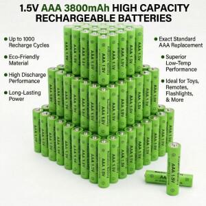 4-40개 AAA 배터리 1.5V 3000mAh 고용량 충전식 1500 사이클( 포함) Xbox 컨트롤러 손전등
