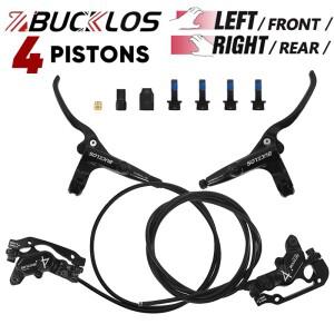BUCKLOS 4 피스톤 MTB 유압 브레이크 850/1630mm 전면 후면 자전거 디스크 전자 산악 부품