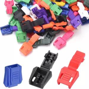 100팩 지퍼 풀 코드 엔드 신발 끈 끝 팁 신축성 있는 잠금 클립 부츠 스니커즈 패스너 노 타이 레이스