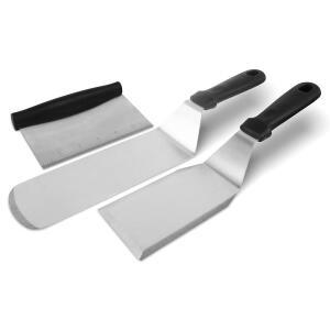 Panumly 금속 주걱 3개 세트, 스테인리스 스틸 그리들 액세서리 - 그릴 버거 뒤집개, 철판구이 롱 팬케이크