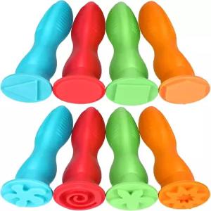 Aoriher 2세용 삼각형 그립 기하학적 패턴 스탬프 8종 세트 2+ DIY 페인트와 점토 카드 제작 교육 학습