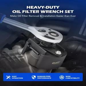 오리온 모터 테크 2개. 오일 필터 제거 도구 60-80mm 및 80-105mm 조절 가능 렌치 1/2인치 22mm 드라이브