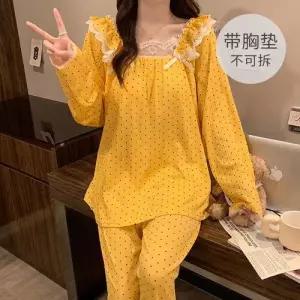 팽블몰 봄 가을 면라이크 잠옷세트 와이드 실내복 긴팔 빅사이즈 커플 파자마 긴바지 HO3