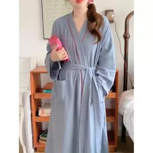 팽블몰 롱 가을 솔리드 가운 잠옷세트 잠옷 커플 HO3