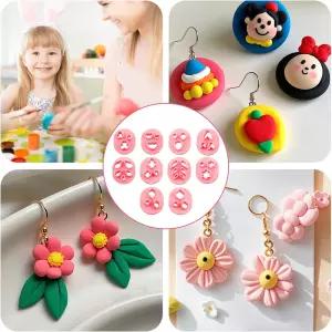 JJUNW 미니 폴리머 클레이 커터 10개 꽃잎 모양 몰드 귀걸이 DIY 도구용 키트 주얼리 제작