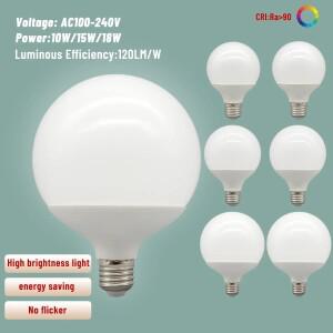 6PCS G80 G95 G125 밀키 전구 E27 10W 15W 18W CRI90 LED AC110V 220V 글로브 볼   흰색 Lampada 램프