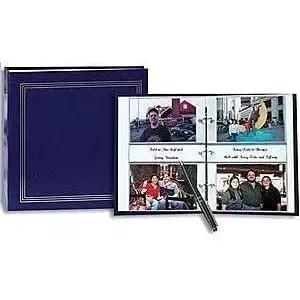 400장의 사진을 찍을 수 있는 3링 2-업 슬립인 포켓 네이비-블루 바인더 앨범 - 4x6