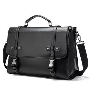 남성용 메신저 백 43.2cm(17인치) 빈티지 가죽 노트북 서류 가방 크로스바디 숄더백 비즈니스 여행 캠퍼스