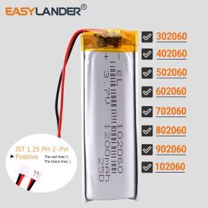 JST1.25 2P 3.7V 600mAh 502060 리튬 폴리머 LiPo 배터리