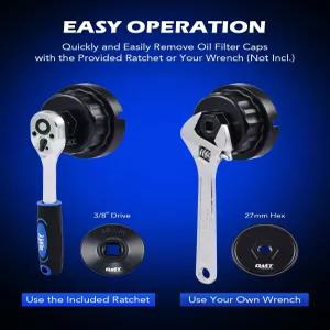 오리온 모터 테크 오일 필터 렌치 세트 10개 소켓 3/8인치 드라이브 메트릭 캡 제거 도구 키트 저 프로파일