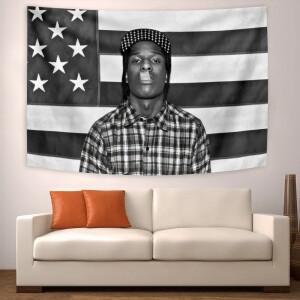 Asap Rockys Flag Rakim Mayers 흡연 벽 걸이Ablum 포스터 장식 Meme 태피스트리 룸 미적