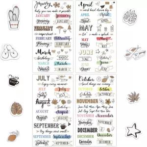 Easty 24매 월간 플래너 스티커 크리에이티브 저널링 달력 종이책 장식 액세서리 스크랩북용 미적 캘린더