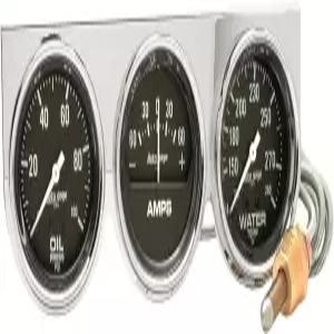오토 미터 2395 오토게이지 블랙 오일/앰프/워터 게이지 크롬 콘솔 - 2 5/8 풀 스윕/기계식