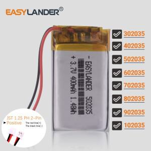 3.7V 250mAh 402035 리튬 폴리머 충전식 배터리 JST 1.25 2pin