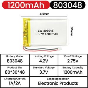 1-10PCS 803048 Mp3 GPS 녹음 펜 블루투스 마사지 스캐너 3.7V 1200mAh 폴리머 리튬 Lipo 충전식 배터리