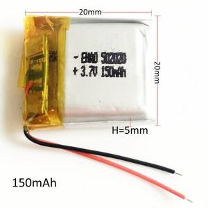 3.7V 150mAh 502020 리튬 폴리머 리포 충전식 배터리 전원 MP3 GPS 블루투스 스피커 헤드셋 카메라