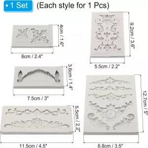 파티킬 5PCS 폴리머 클레이 몰드 폰던트 3D 바로크 요오드 공예용 실리콘 에어 드라이 DIY 케이크 초콜릿