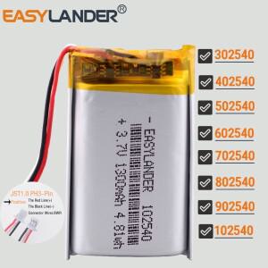 JST1.0mm 3핀 3.7V 1300mAh 102540 리튬 이온 리포 폴리머 배터리