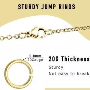 보석 제작용 300PC 14K 골드 도금 점프 링 4mm 5mm 6mm 7mm 귀걸이 팔찌 목걸이 찾기 및 용품(14K 도금)