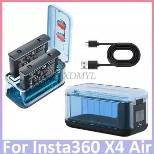 인스타360 X4 에어 카메라용 휴대용 2채널 배터리 충전 허브 마이크로 SD 카드 슬롯이 있는 듀얼 케이스