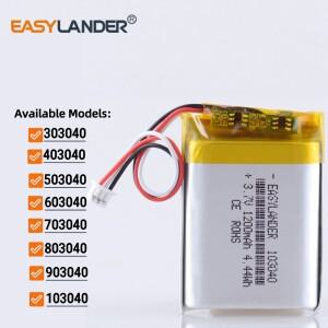 JST1.25 3핀 400~1200mAh 충전식 리튬 이온 폴리머 배터리 303040