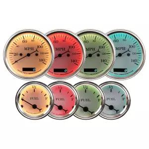 RACETECH 클래식 6 게이지 세트 - 85mm 3-3/8인치 ECU 기반 전기 속도계 타코미터 52mm 2-1/16인치 전압