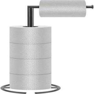 니어문 배스 화장지 홀더 스탠드 - 모던 티슈 롤 욕실/주방 조리대용 방청 홀더(매트 블랙 메탈 베이스)