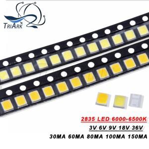 100pcs SMD LED 2835 1W 0.5W 고휘도 흰색 3V 6V 9V 18V 150MA/100MA/30MA/60MA/80MA 6000-6500K