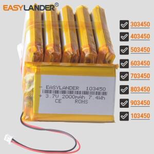 10개/묶음 JST MX1.25 2P 3.7V 600~2300mAh 리튬 폴리머 배터리 리포 503450 103450123450