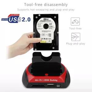 USB 2.0 IDE SATA 하드 디스크 OTB 복제 도크 올인원 HDD 도킹 스테이션 듀얼 베이 2.5 인치 3.5 ESATA