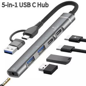USB+Type-C에서 3.5mm 오디오 어댑터로 변환 OTG USB 허브에서 노트북으로 연결 범용 컴퓨터 도킹 스테이션