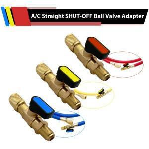호환상품 SAE 스트레이트 냉매 볼 밸브 에어컨 차단 R22 R410A R134A 충전 호스 커넥터 액세서리 1/4 인치