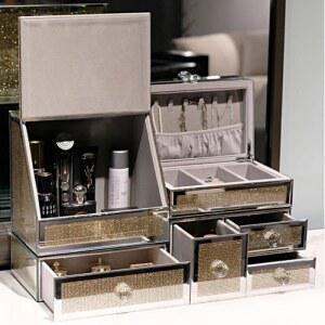 ZPPSN 화장품 수납함 정리함 대용량 유리 방진 선반 데스크탑 서랍형 고급