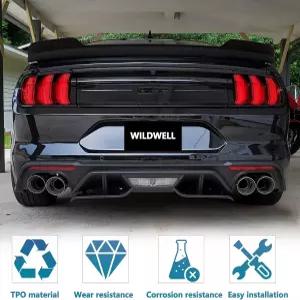 2018-2023 포드 머스탱 GT 액세서리 블랙용 와일드웰 리어 디퓨저 밸런스 에어로 포일 키트