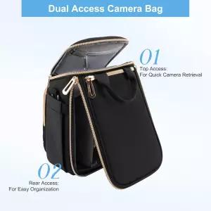 MOSISO 카메라 가방 미러리스/디지털 카메라용 소형 듀얼 액세스 크로스바디 숄더백 레인 커버가 있는 밀