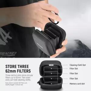 9 x 9cm 필터용 새로운 보관 가방 확장 가능한 칸막이가 있는 방진 방수 휴대 손목 스트랩 및 카라비너