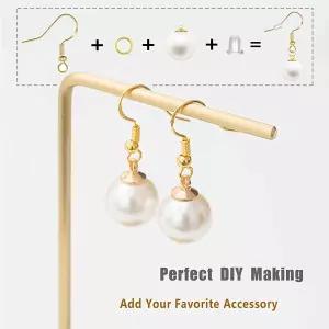 저자극성 이어링 후크 500 PCS/75 쌍 제작 키트 이어 와이어 점프 링이 있는 피시 및 클리어 실리콘 백