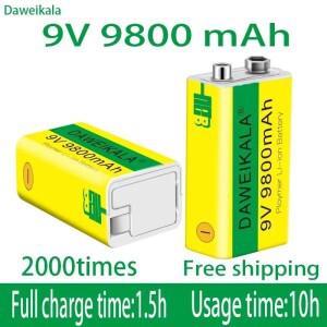 9V 9800mAh 리튬 이온 충전식 배터리 마이크로 USB 멀티미터 장난감 원격 제어 KTV 사용 9v