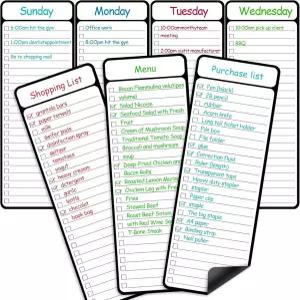 7피스 마그네틱 드라이 지우기 할 일 화이트 보드 4피트 11인치 다기능 주간 플래너 안무 차트 냉장고용