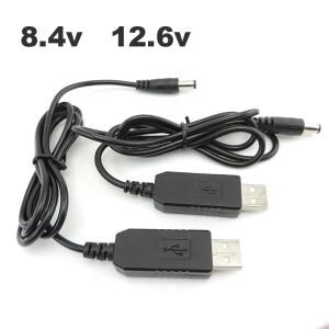 DC 5V-usb 8.4V 12.6v 스텝 업 모듈 전원 부스트 라인 컨버터 어댑터 케이블 5.5x2.1mm 수 플매트 카펫 러